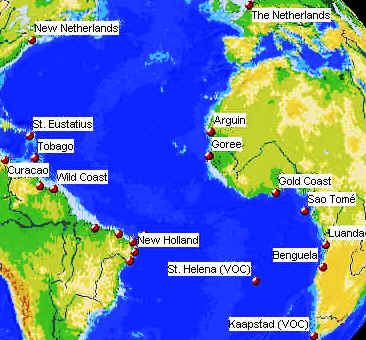 Kaart met ankerplaatsen van de WIC